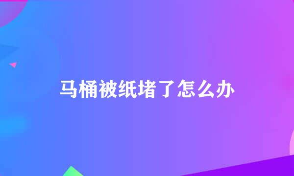 马桶被纸堵了怎么办