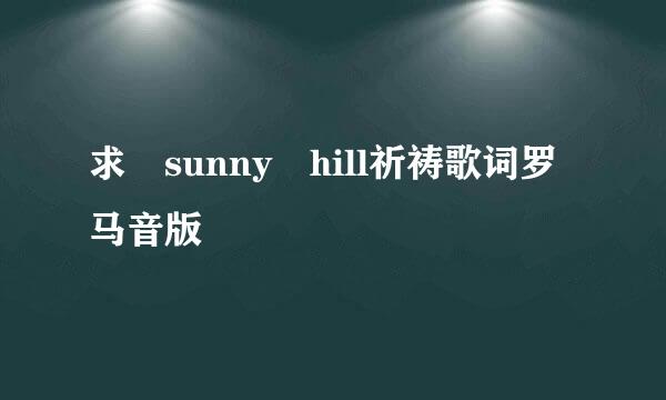 求 sunny hill祈祷歌词罗马音版