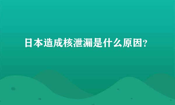 日本造成核泄漏是什么原因？