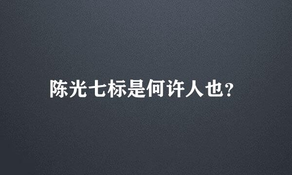 陈光七标是何许人也？