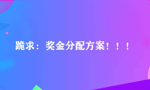 跪求：奖金分配方案！！！