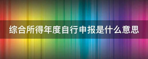 综合所得年度自来自行申报是什么意思