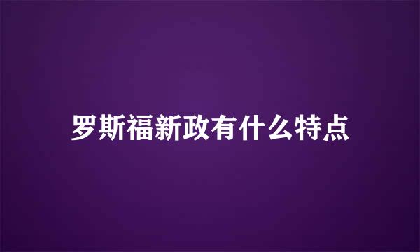 罗斯福新政有什么特点