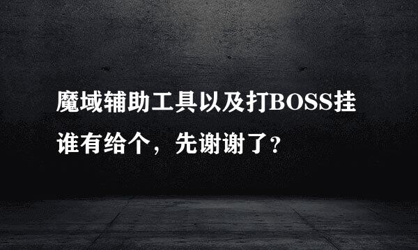 魔域辅助工具以及打BOSS挂谁有给个，先谢谢了？