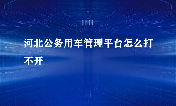 河北公务用车管理平台怎么打不开