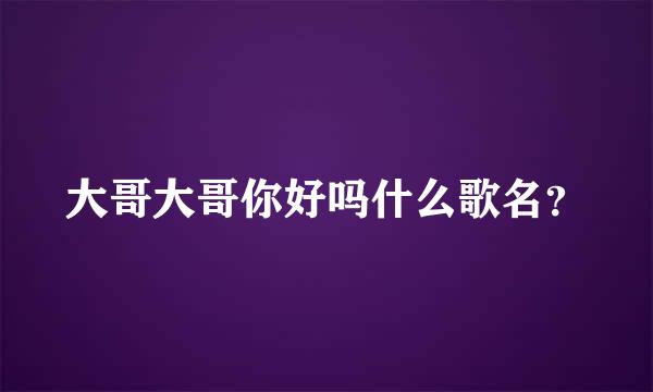 大哥大哥你好吗什么歌名？