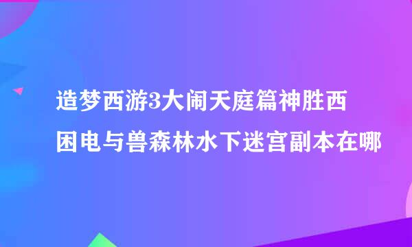 造梦西游3大闹天庭篇神胜西困电与兽森林水下迷宫副本在哪