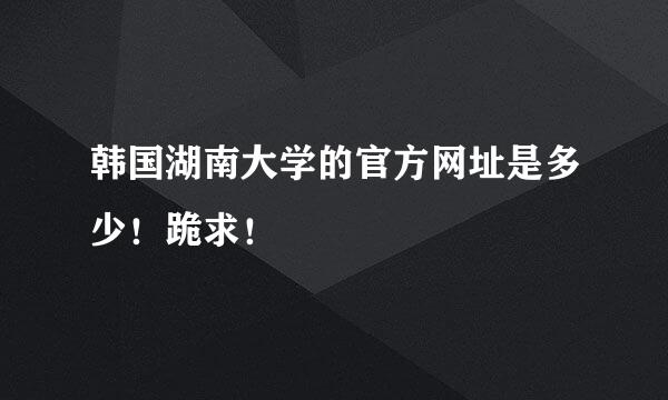 韩国湖南大学的官方网址是多少！跪求！