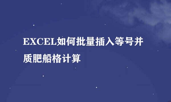 EXCEL如何批量插入等号并质肥船格计算