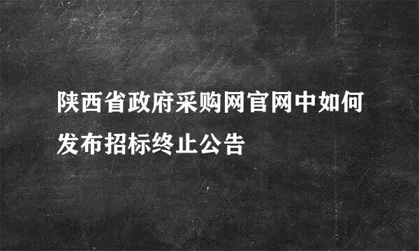 陕西省政府采购网官网中如何发布招标终止公告