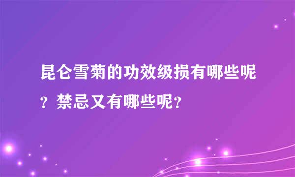 昆仑雪菊的功效级损有哪些呢？禁忌又有哪些呢？