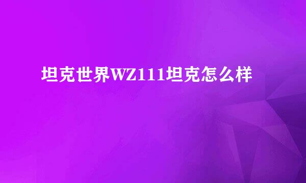 坦克世界WZ111坦克怎么样