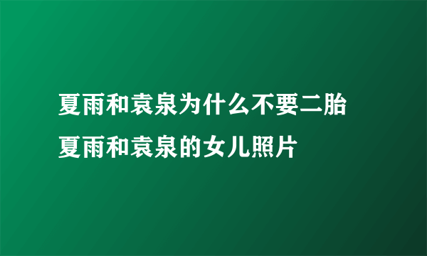 夏雨和袁泉为什么不要二胎 夏雨和袁泉的女儿照片