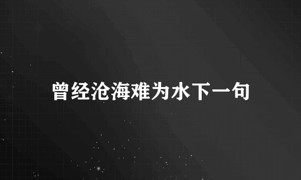 曾经沧海难为水下一句