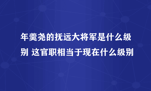 年羹尧的抚远大将军是什么级别 这官职相当于现在什么级别