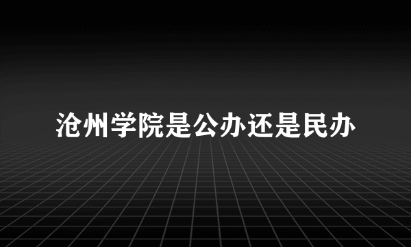 沧州学院是公办还是民办