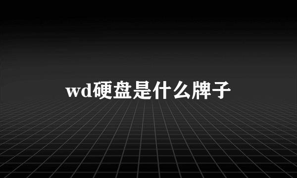 wd硬盘是什么牌子