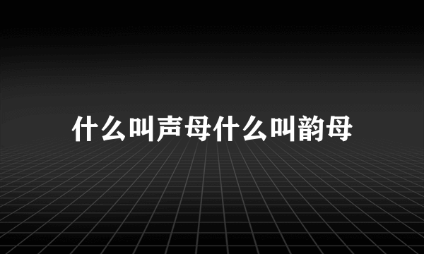 什么叫声母什么叫韵母