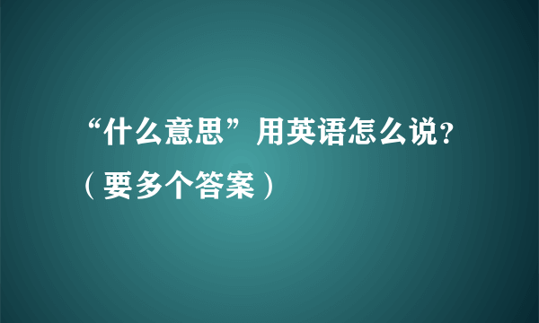 “什么意思”用英语怎么说？（要多个答案）