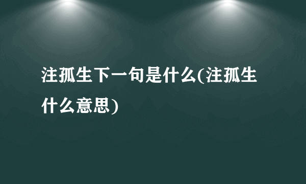 注孤生下一句是什么(注孤生什么意思)