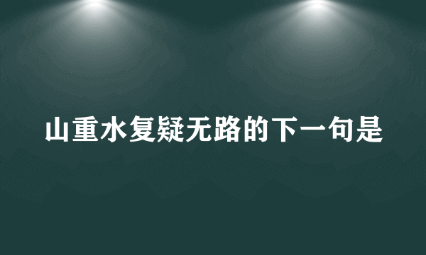 山重水复疑无路的下一句是