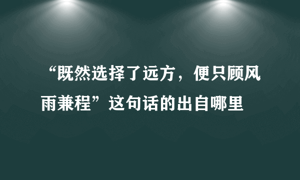 “既然选择了远方，便只顾风雨兼程”这句话的出自哪里