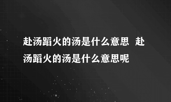 赴汤蹈火的汤是什么意思  赴汤蹈火的汤是什么意思呢