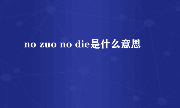 no zuo no die是什么意思