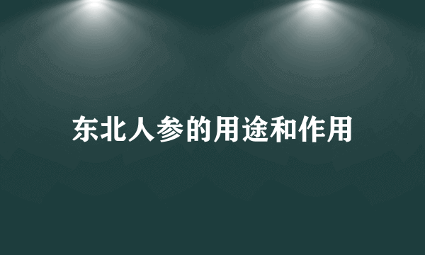 东北人参的用途和作用