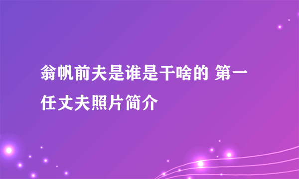 翁帆前夫是谁是干啥的 第一任丈夫照片简介