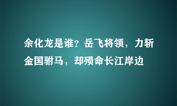 余化龙是谁？岳飞将领，力斩金国驸马，却殒命长江岸边