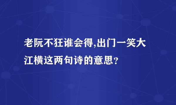 老阮不狂谁会得,出门一笑大江横这两句诗的意思？