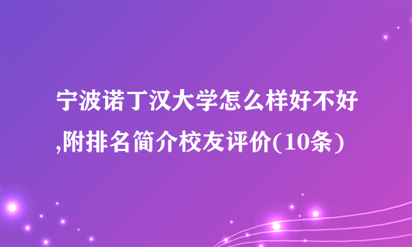 宁波诺丁汉大学怎么样好不好,附排名简介校友评价(10条)