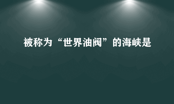 被称为“世界油阀”的海峡是