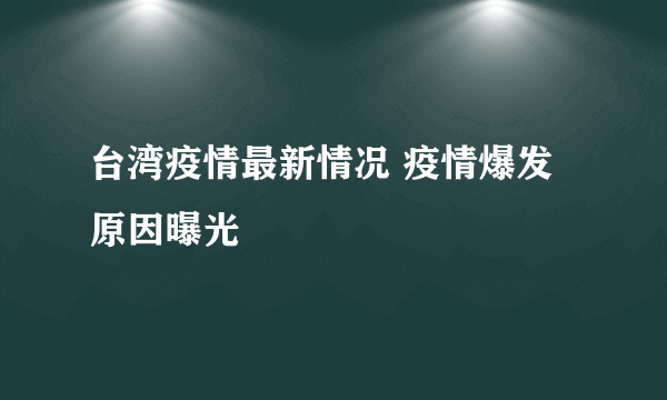 台湾疫情最新情况 疫情爆发原因曝光