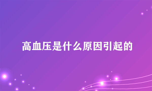  高血压是什么原因引起的