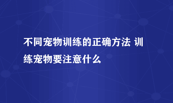 不同宠物训练的正确方法 训练宠物要注意什么