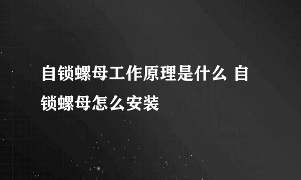 自锁螺母工作原理是什么 自锁螺母怎么安装