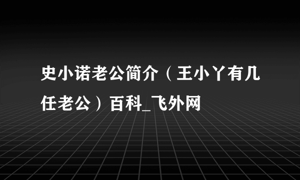 史小诺老公简介（王小丫有几任老公）百科_飞外网