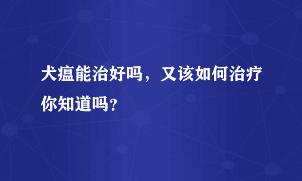 犬瘟能治好吗，又该如何治疗你知道吗？