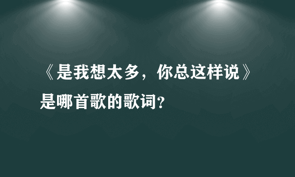 《是我想太多，你总这样说》是哪首歌的歌词？