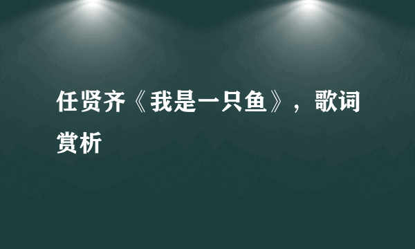 任贤齐《我是一只鱼》，歌词赏析