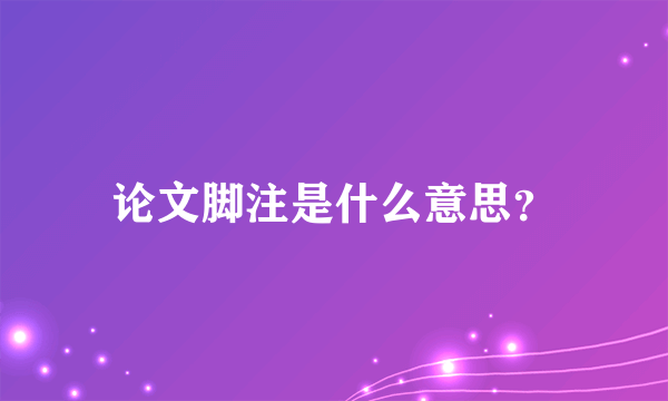 论文脚注是什么意思？