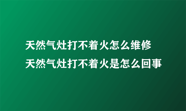 天然气灶打不着火怎么维修 天然气灶打不着火是怎么回事