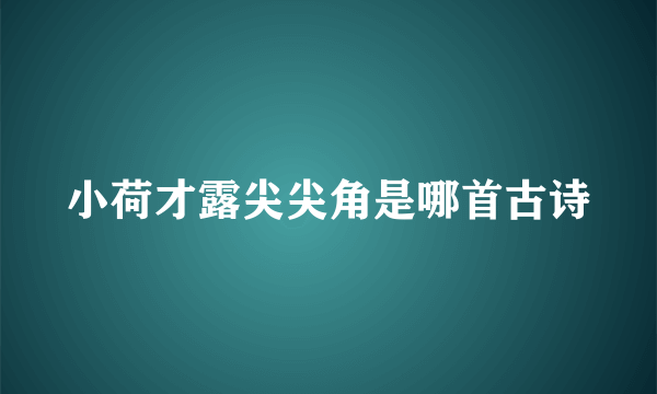 小荷才露尖尖角是哪首古诗