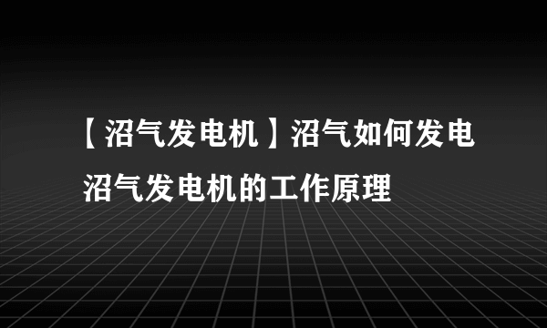 【沼气发电机】沼气如何发电 沼气发电机的工作原理