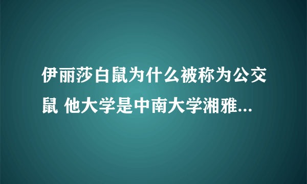 伊丽莎白鼠为什么被称为公交鼠 他大学是中南大学湘雅附属医学院