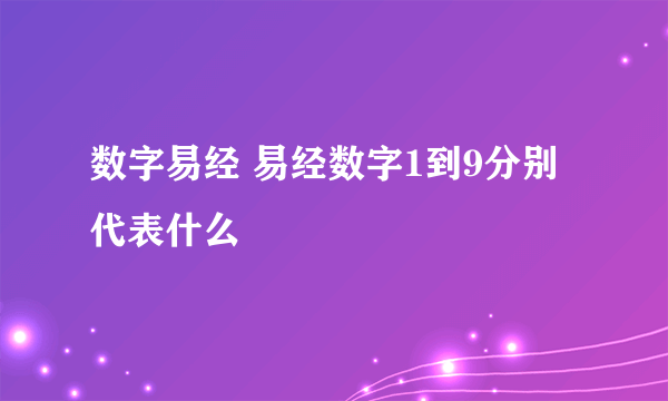 数字易经 易经数字1到9分别代表什么