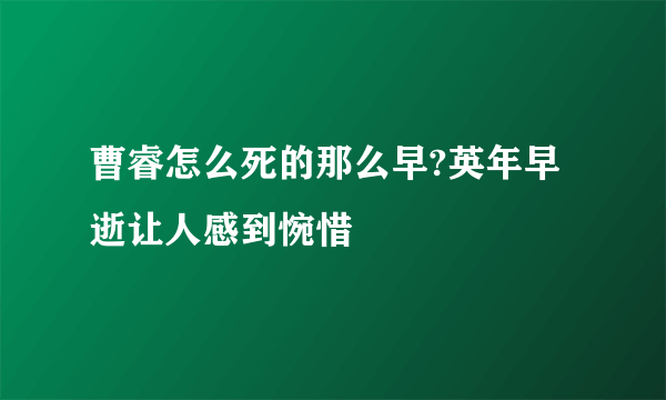 曹睿怎么死的那么早?英年早逝让人感到惋惜