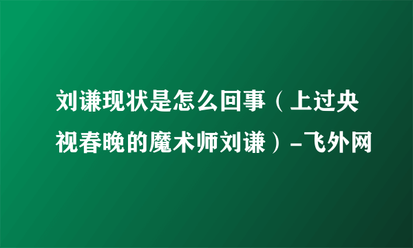 刘谦现状是怎么回事（上过央视春晚的魔术师刘谦）-飞外网